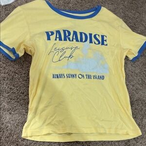 Yellow 'Paradise' Graphic Ringer Tee - Kids